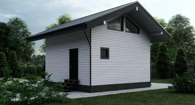 Каркасный дом с панорамным остеклением 6,0х6,0-57 м²