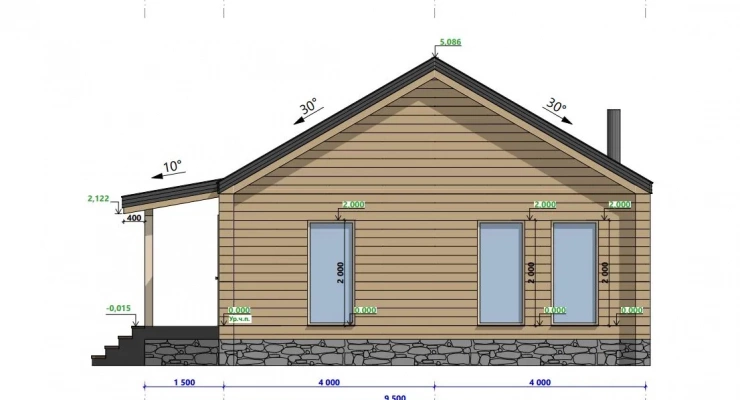 Загородный дом 8,0х13,6-118 м²